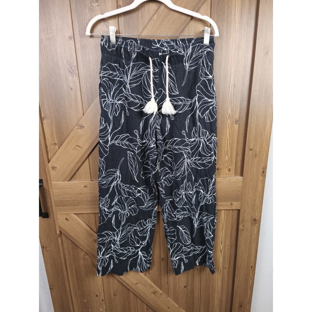 Calypso St Barth Linen Blend Wide Leg Tropical Leaf Pants Womens Medium